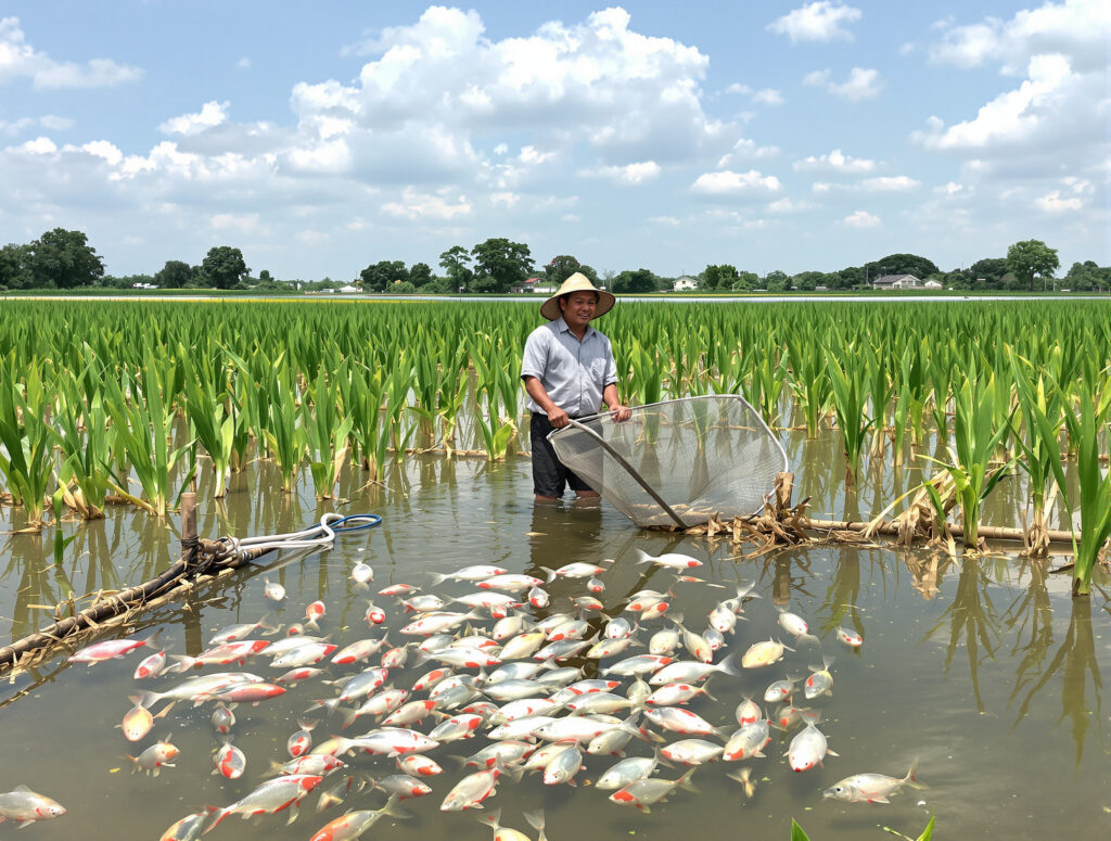 धान के खेत में मछली पालन: किसानों के लिए सोना उगाने का दोहरा मौका