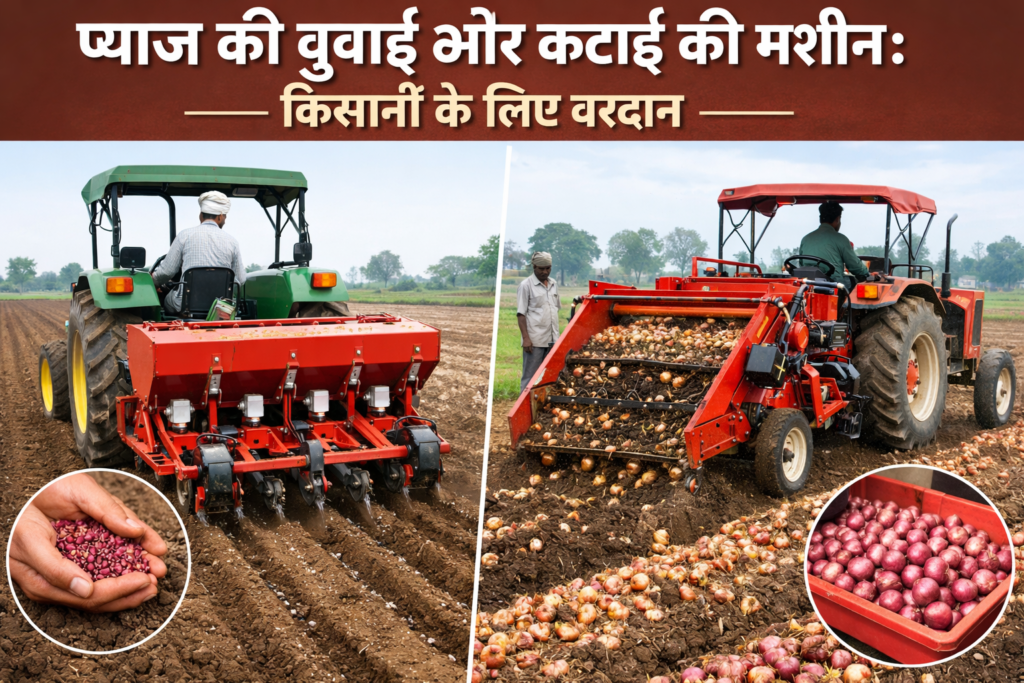 प्याज की बुवाई और कटाई की मशीन