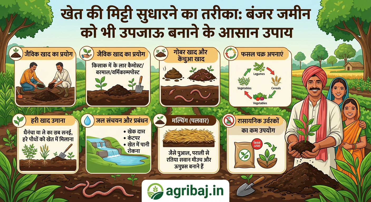 खेत की मिट्टी सुधारने का तरीका बंजर जमीन को भी उपजाऊ बनाने के आसान उपाय
